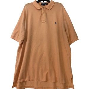 Polo Ralph Lauren Shirt Mens 2XL Tall Peach Casual Polo Blue Pony Preppy